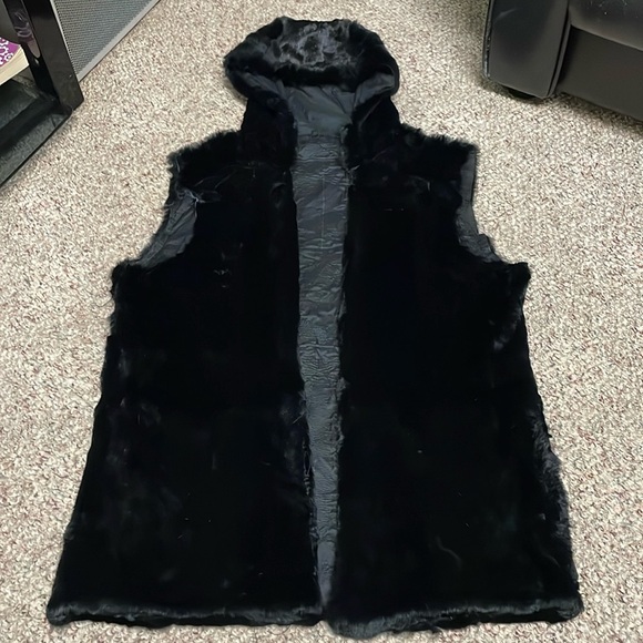 100% real fur long hooded vest - Picture 1 of 7